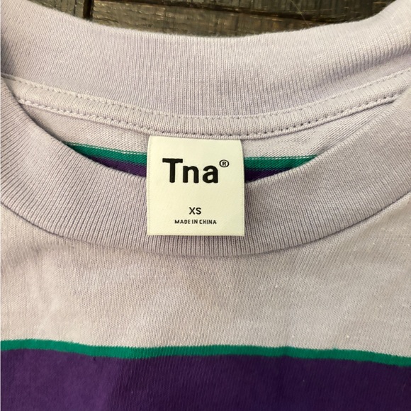 TNA Purple and Green Striped long sleeve Shirt - Picture 3 of 3